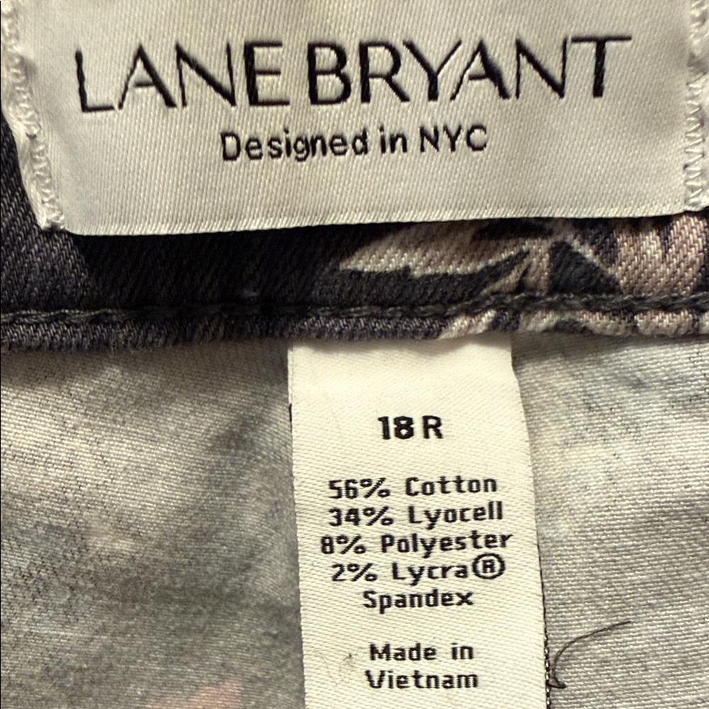 Lane Bryant Gray Floral Skinny Pants with Muted Pink Accents